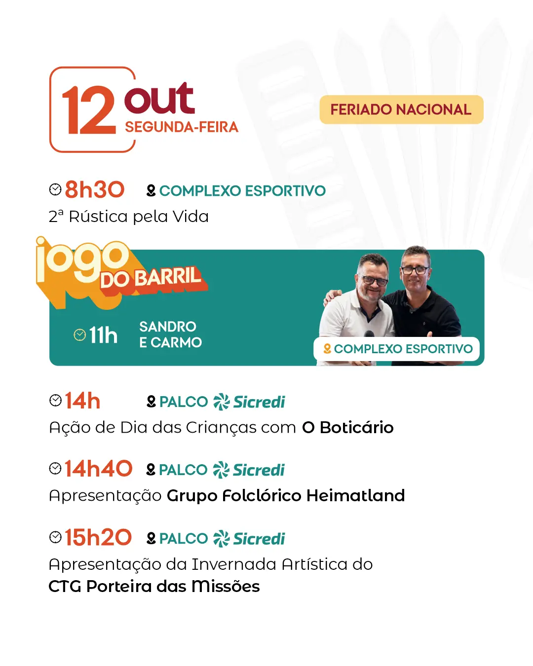 Programação de 12 de outubro, parte 1