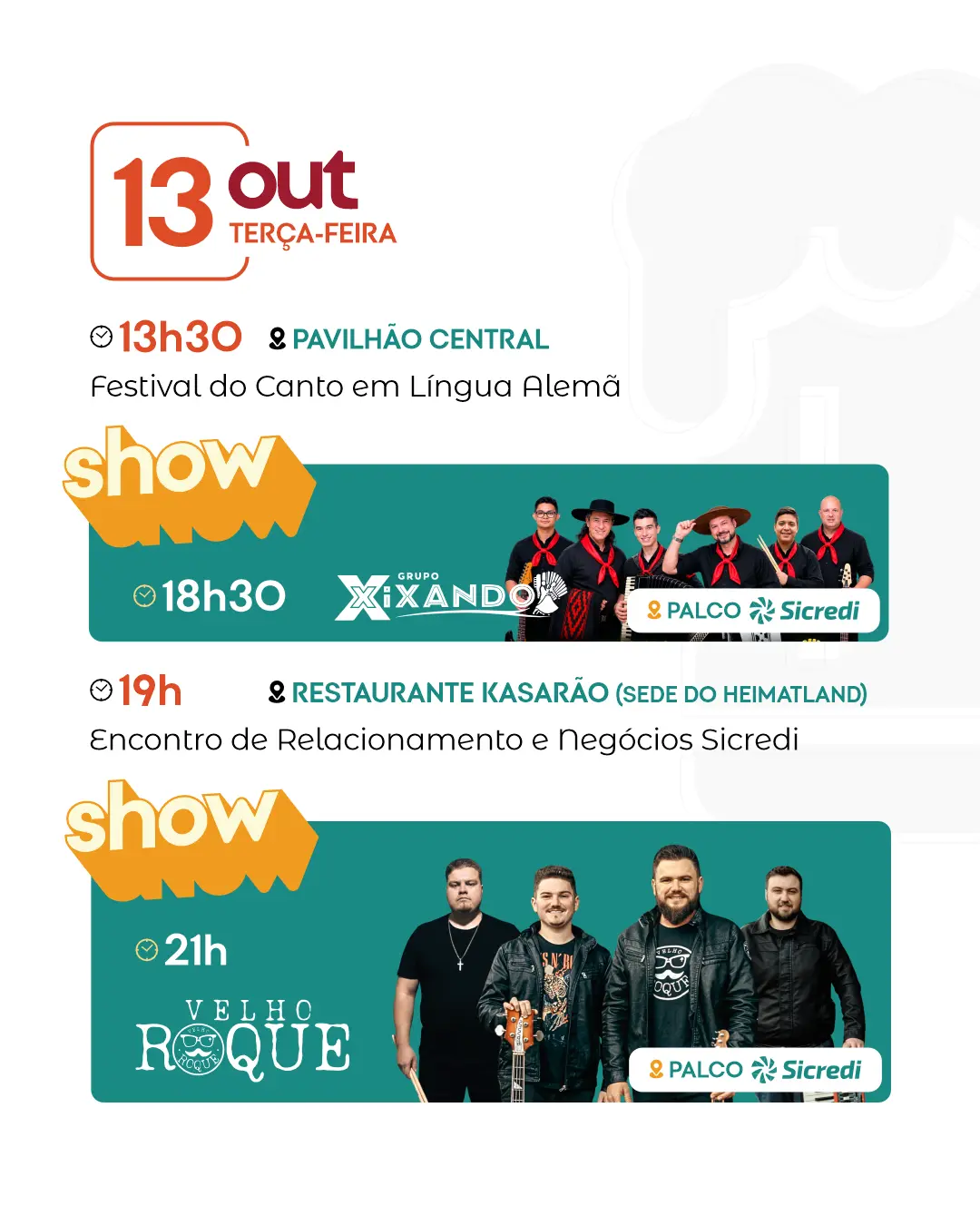Programação de 13 de outubro