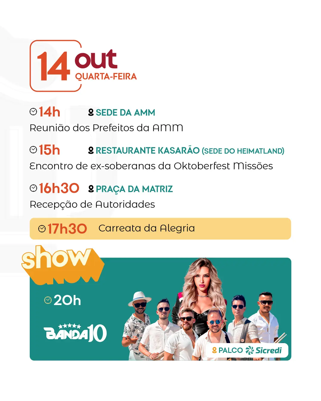 Programação de 14 de outubro