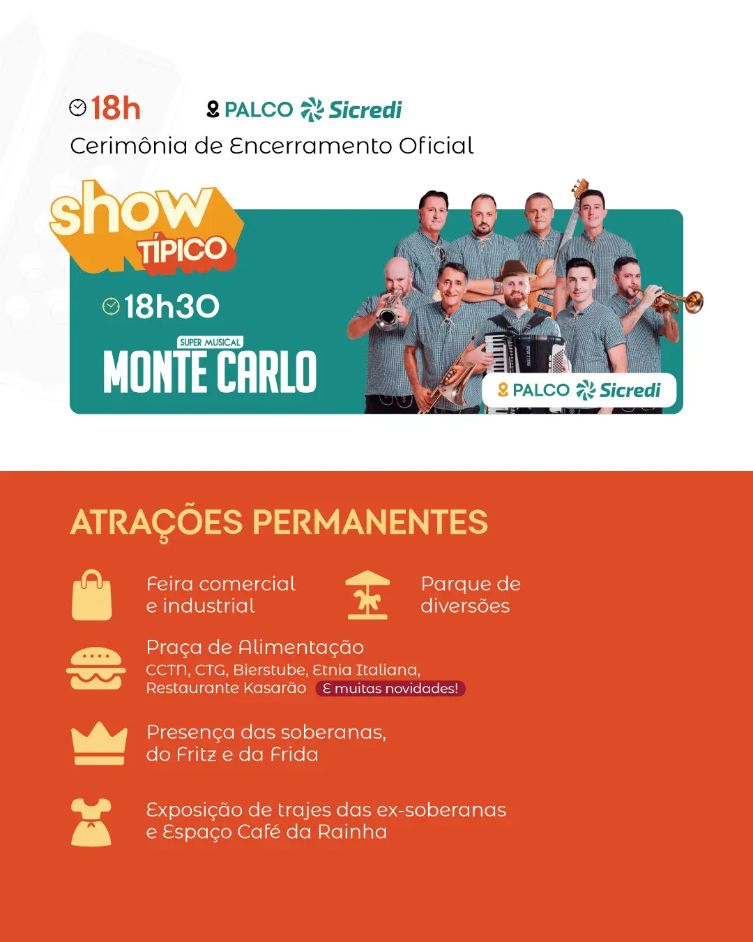 Programação de 18 de outubro e atrações permanentes