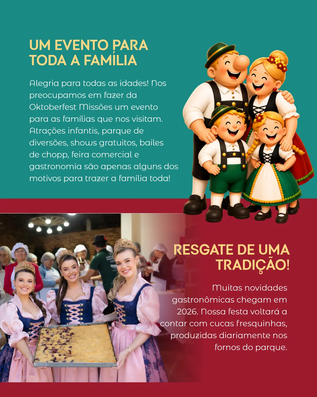 Informações para as famílias e atrações tradicionais