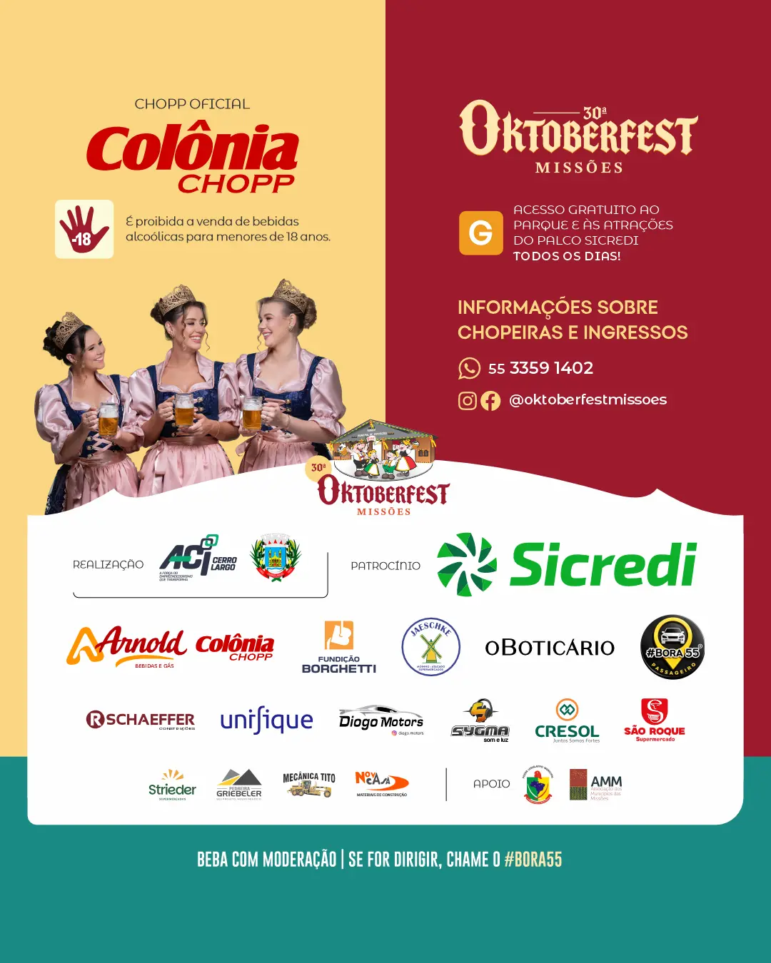 Realização, patrocínio e apoiadores da Oktoberfest Missões